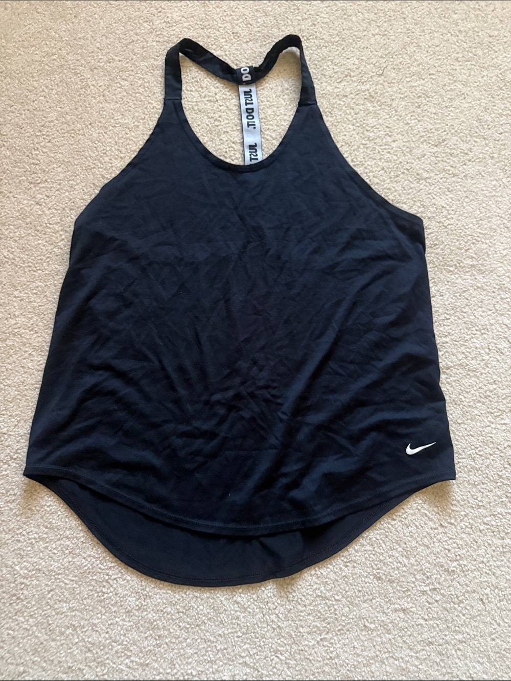 Nike Black Racerback Performance Tank with White Swoosh